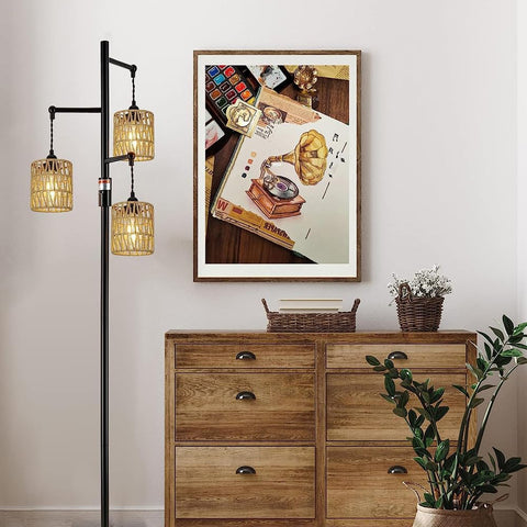YIKEGE LICHT rattan shade closeup weave highlights natural texture
