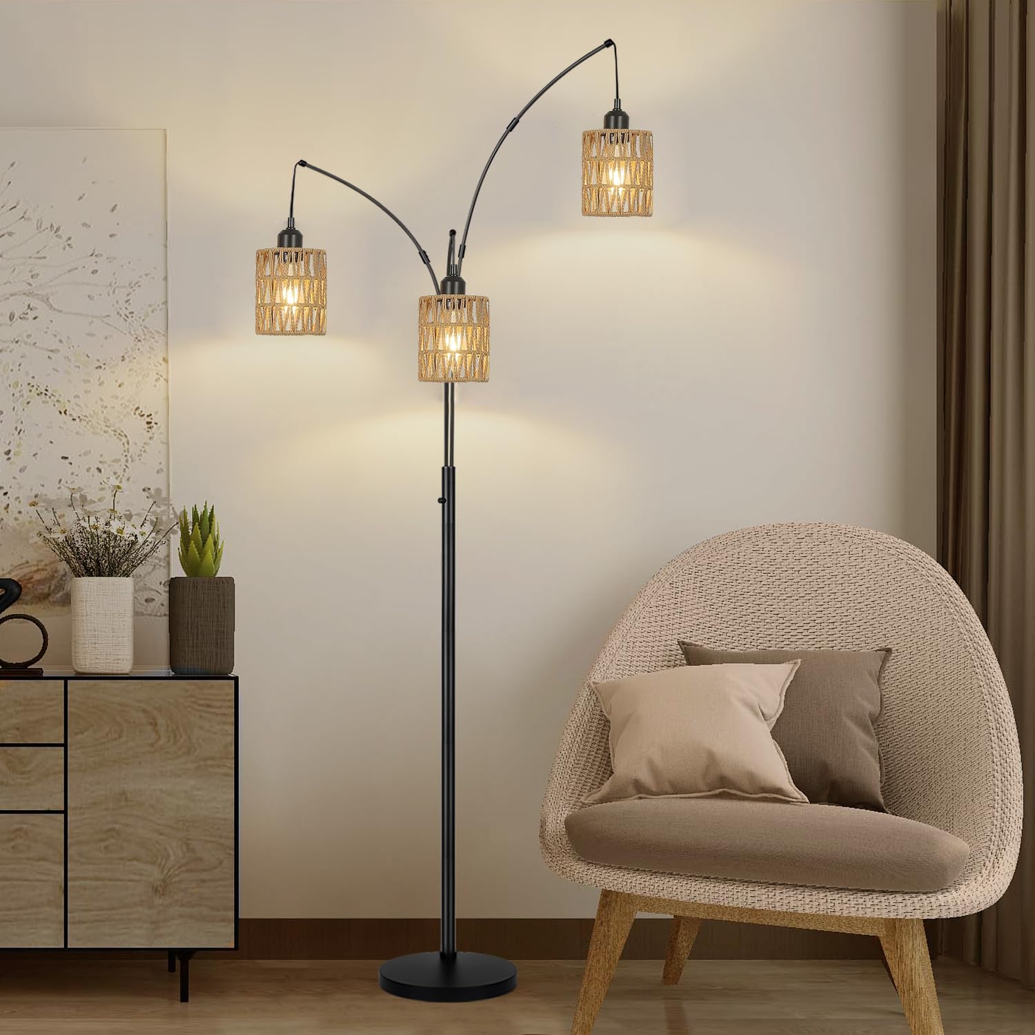 YIKEGE LICHT rattan shade with pendant light pairing