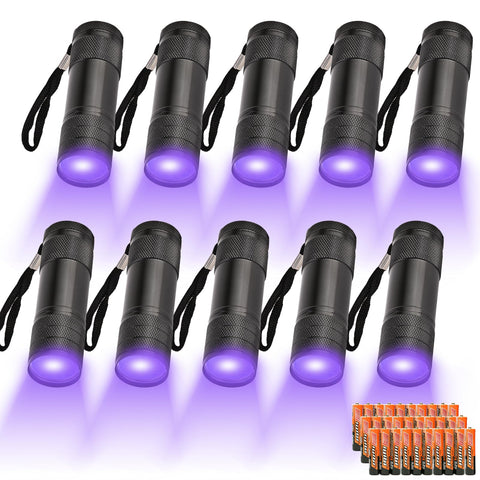 Yikosam UV black light flashlight with nine LEDs for quick stain detection