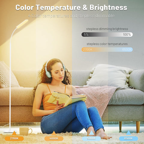 Yikuneng floor lamp color temperature control helps set warm to cool light.