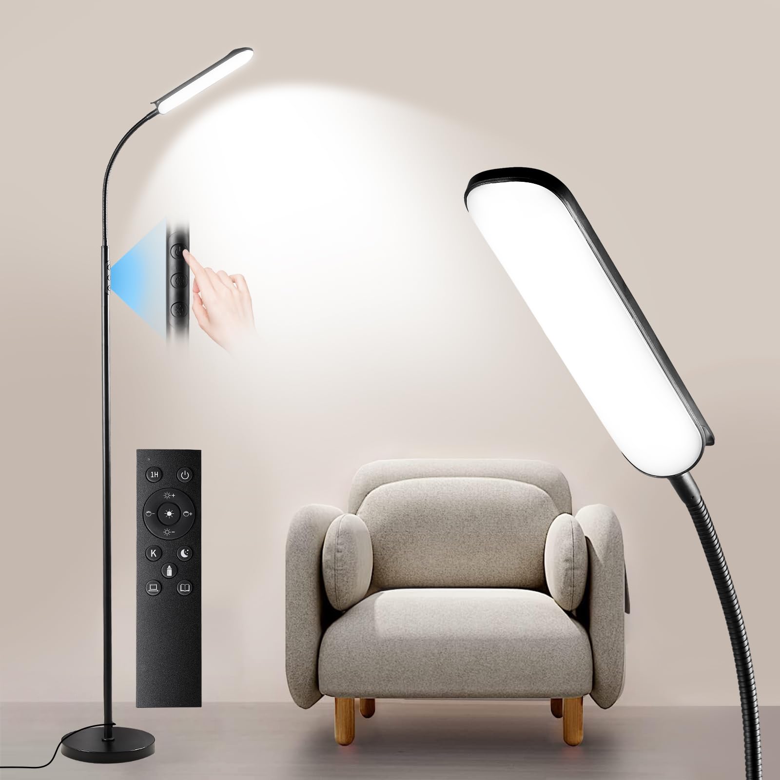 Yikuneng dimmable floor lamp full view for living rooms and offices