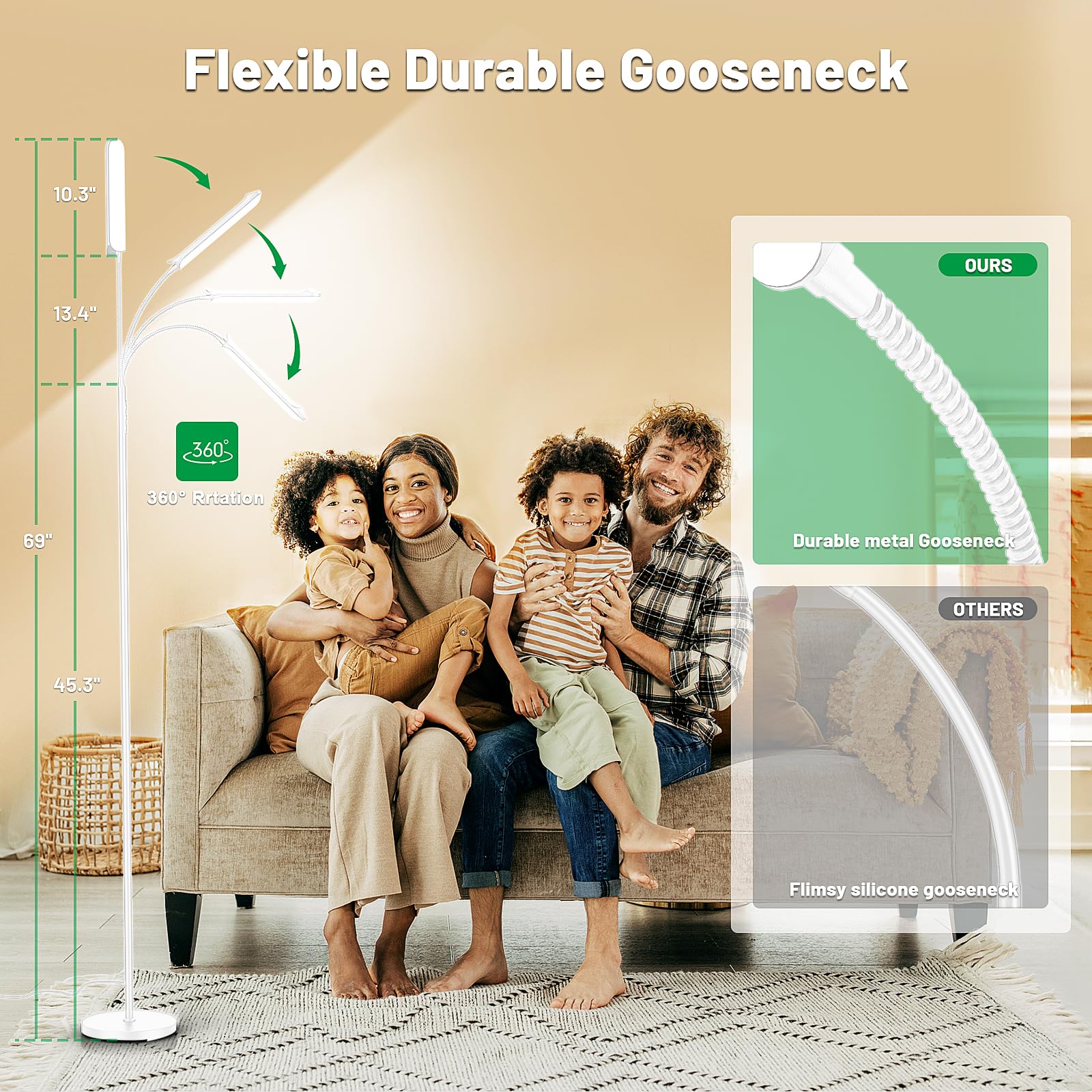 Yikuneng floor lamp timer mode turns off automatically after use.
