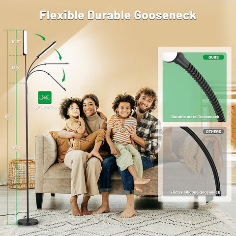 Yikuneng dimming range floor lamp from 5% to 100% for cozy light