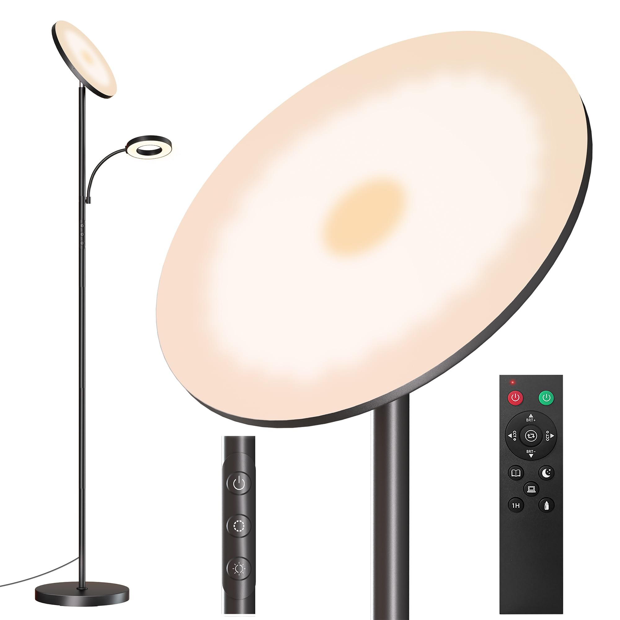 Yikuneng floor lamp standing tall at 69 inches for room-wide illumination.