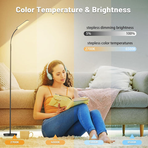 Yikuneng floor lamp gooseneck adjustable for precise light