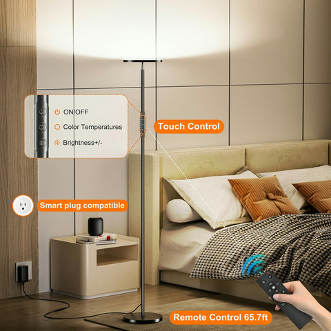 Yikuneng touch-control floor lamp for quick brightness and temperature adjustments