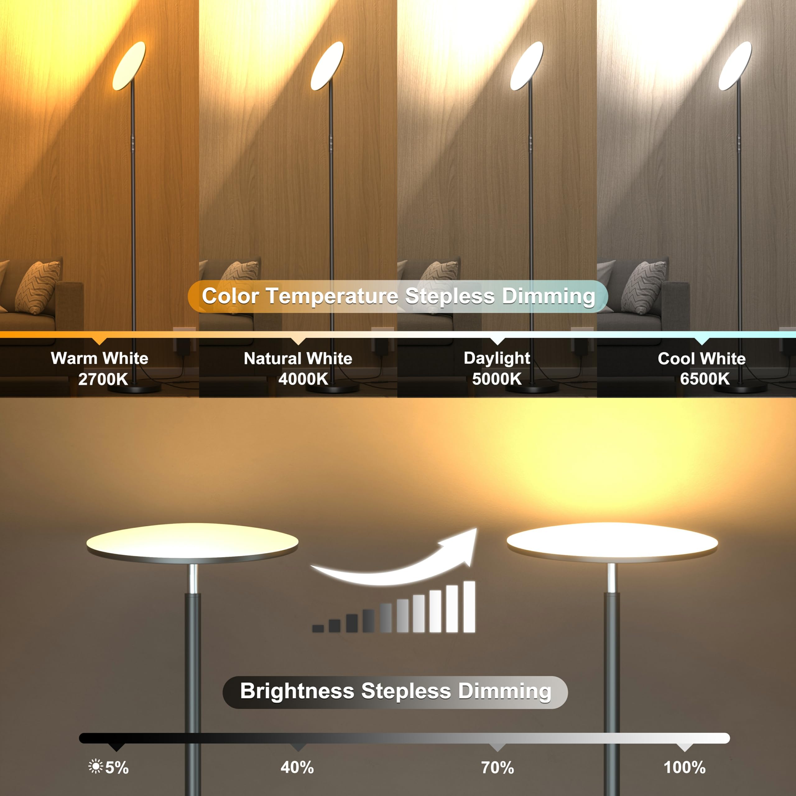 Yikuneng 69-inch tall lamp delivering expansive living room illumination.