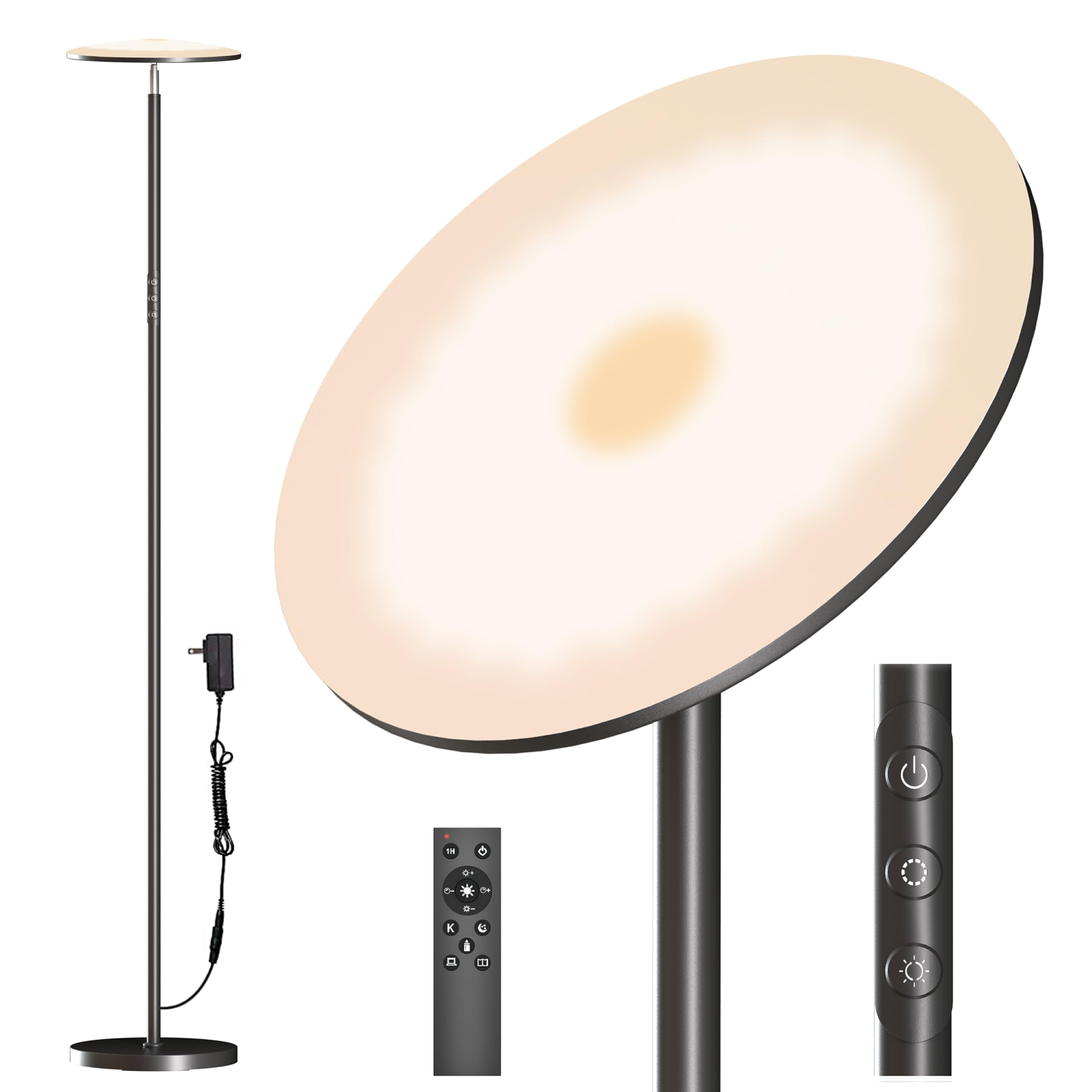 Yikuneng LED floor lamp assembly with a slim five-section design for easy setup.