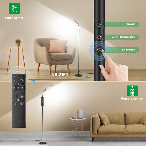 Yikuneng LED floor lamp showing color temperature range 2700K-6500K