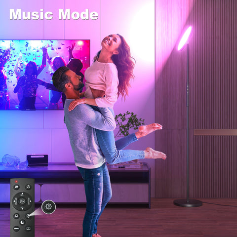 Yikuneng RGB Torchiere lamp breathing mode enhances cozy living room atmosphere