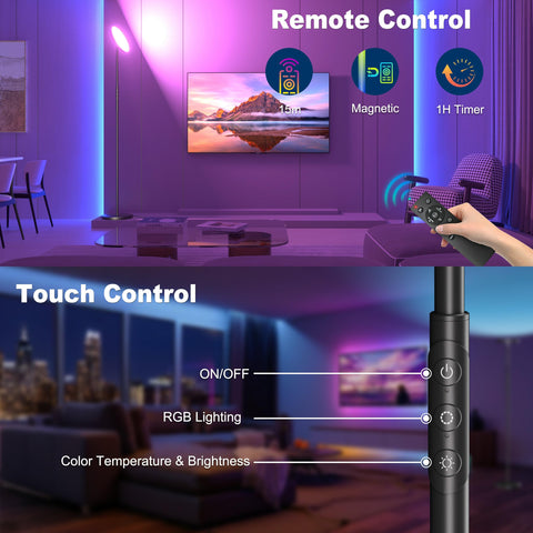 Yikuneng RGB Torchiere lamp music-sync mode adds rhythmic color to movie nights