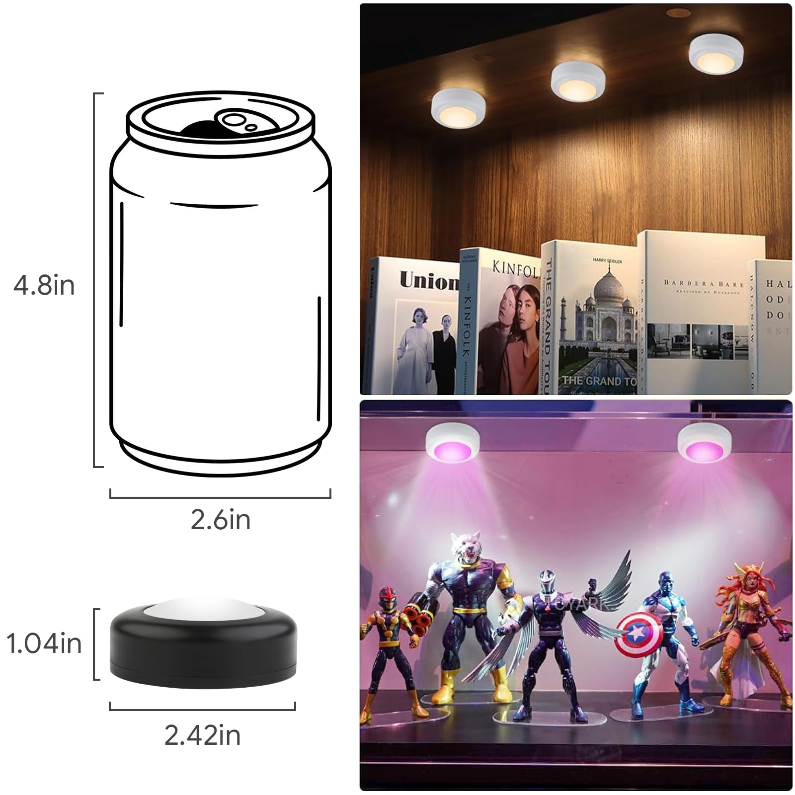 Six-pack of Yiliaw LED puck lights for multiple rooms