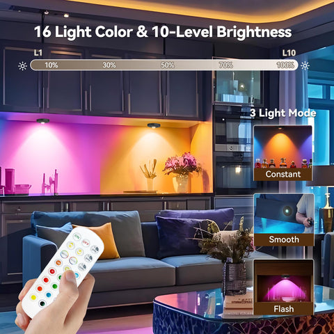 Yiliaw color-temp RGB puck light offers mood-friendly options.