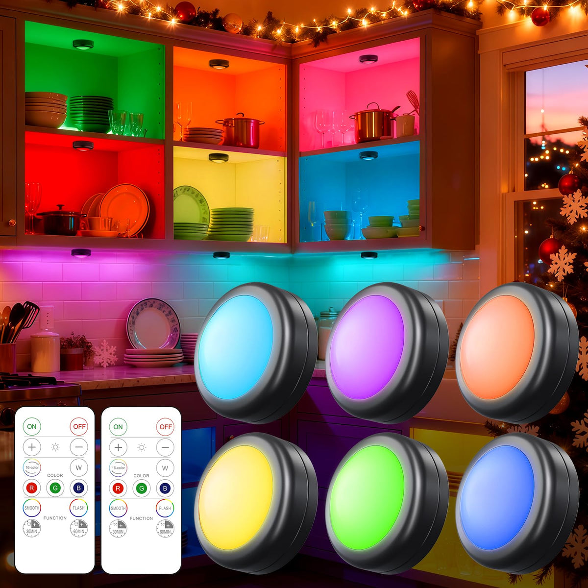 Yiliaw LED puck light with remote control for easy adjustments