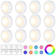 Yiliaw LED puck lights 12-pack ready for quick installation on cabinets