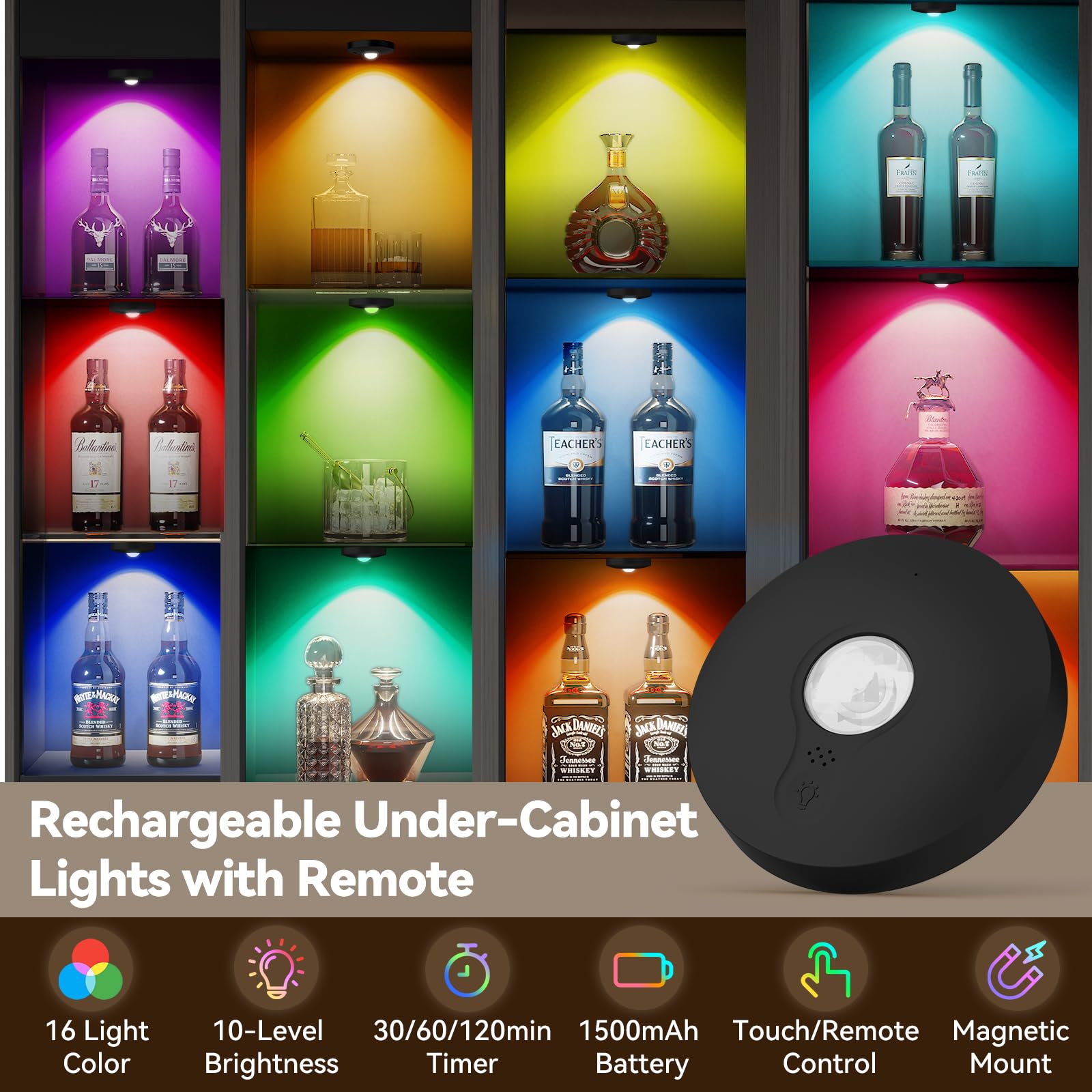 Yiliaw remote-controlled puck light demonstrates easy lighting control.