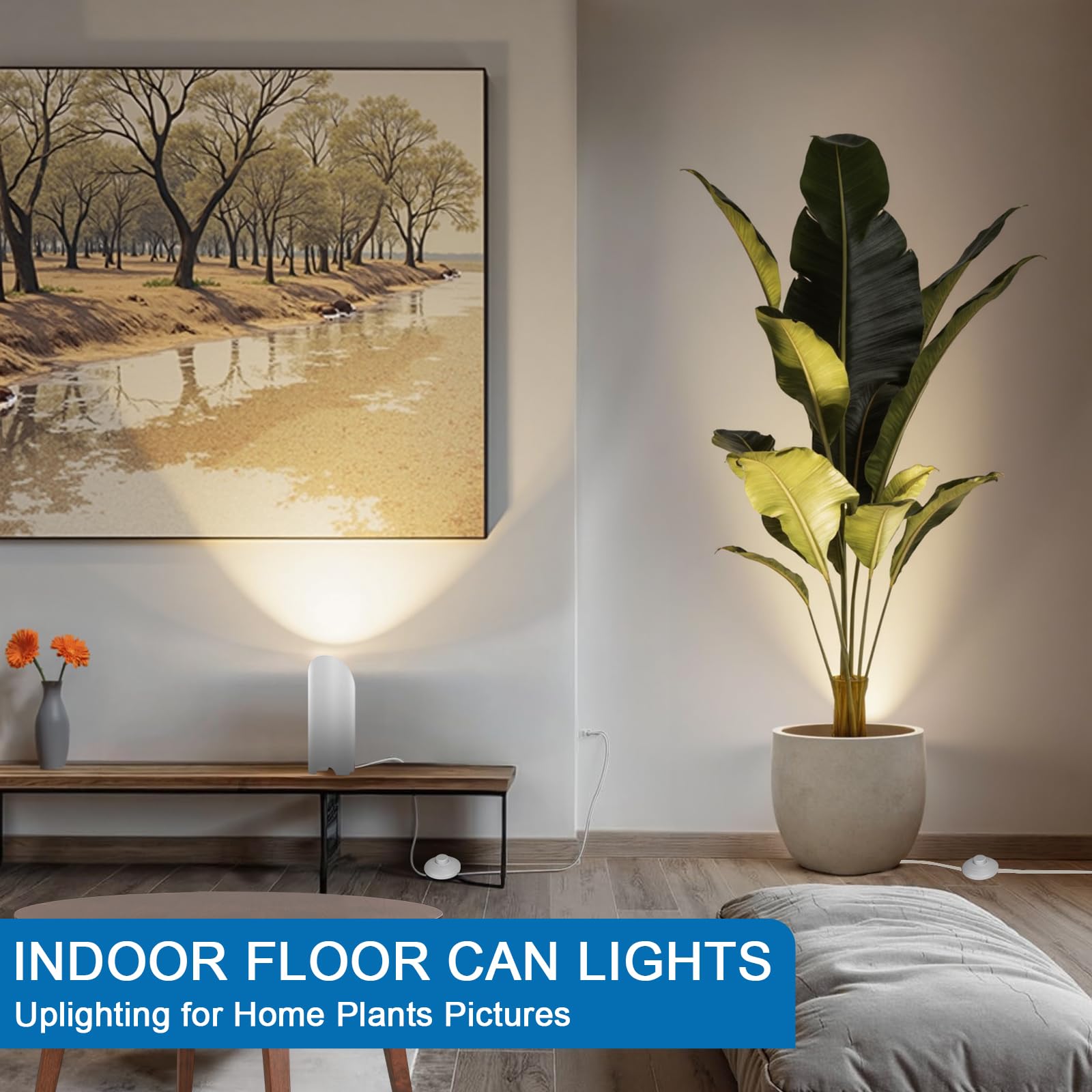 Yimaifunly uplighting spotlight plug-in design for quick installation.