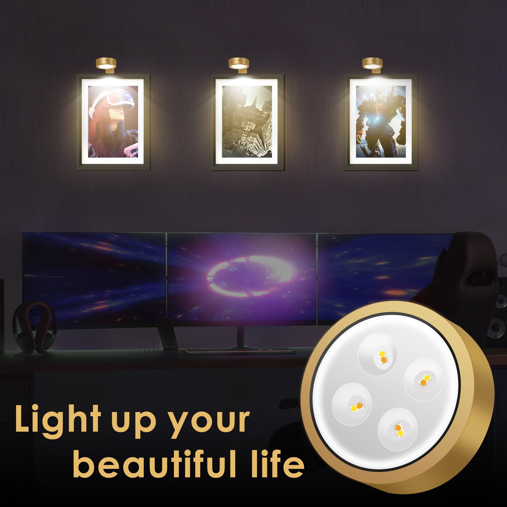 Yimaxps battery operated picture light suitable for cabinet lighting