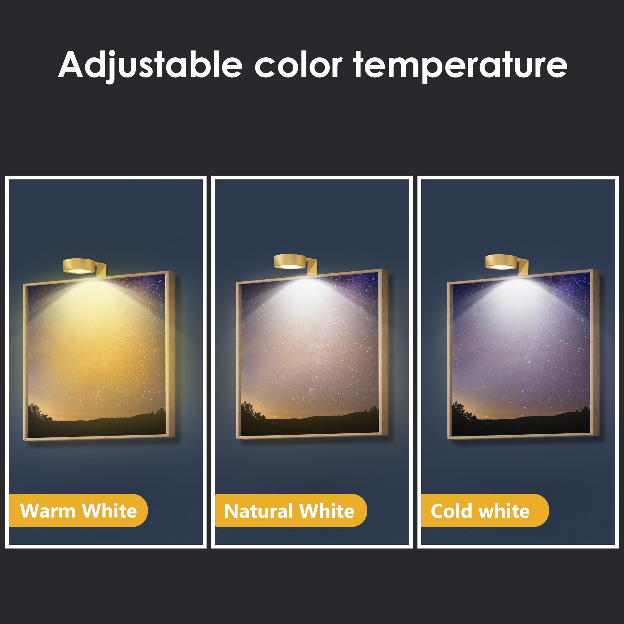 Yimaxps gold picture light with remote control for easy dimming