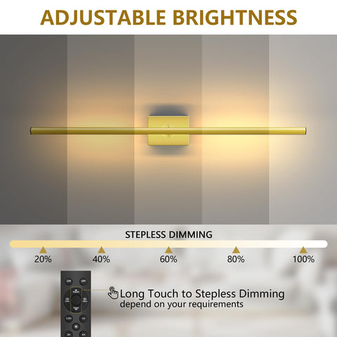 YINDUZ gold wall sconce dimmable from 30 to 350 lumens for comfortable brightness.