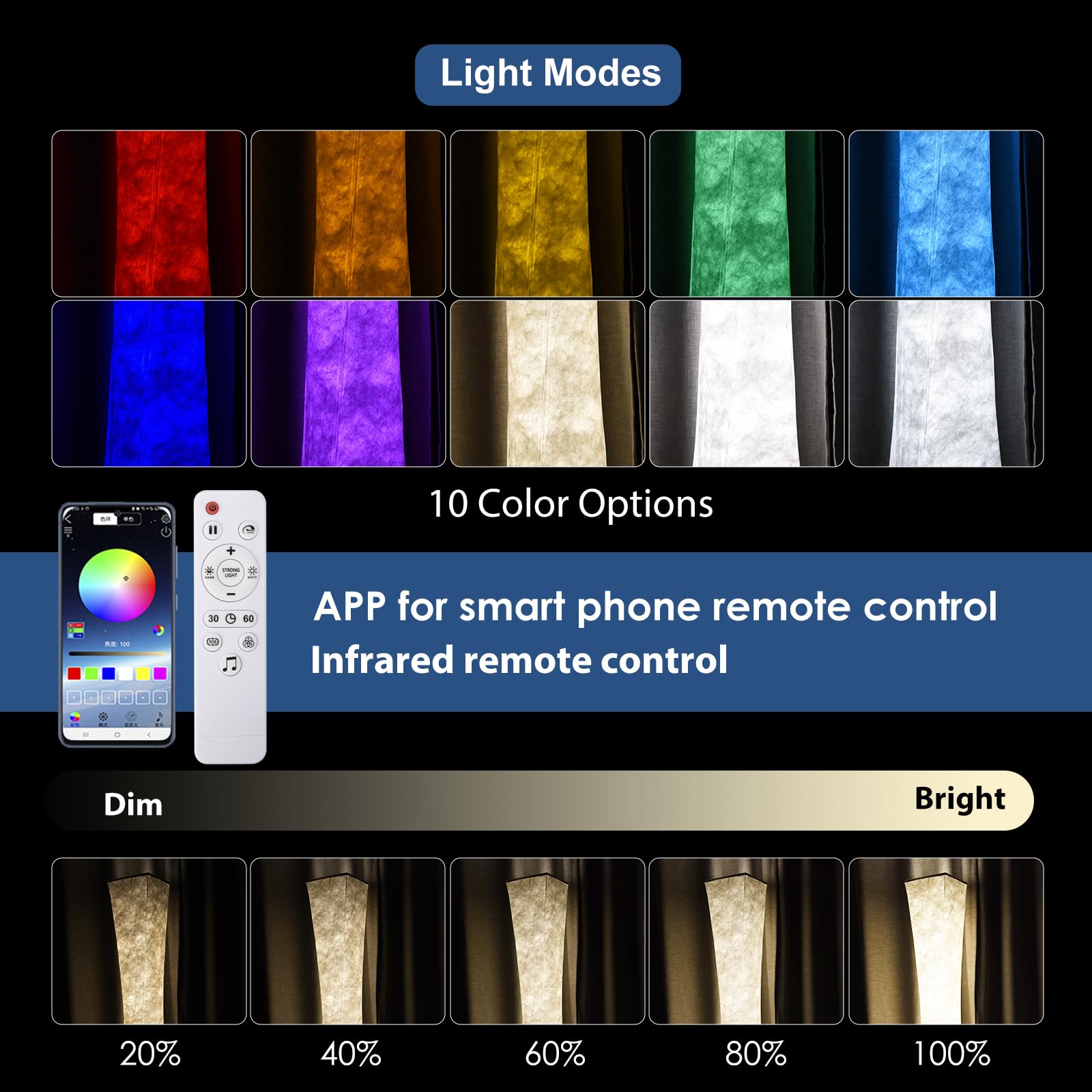 yinghuochong floor lamp shown with app remote control for easy adjustments.