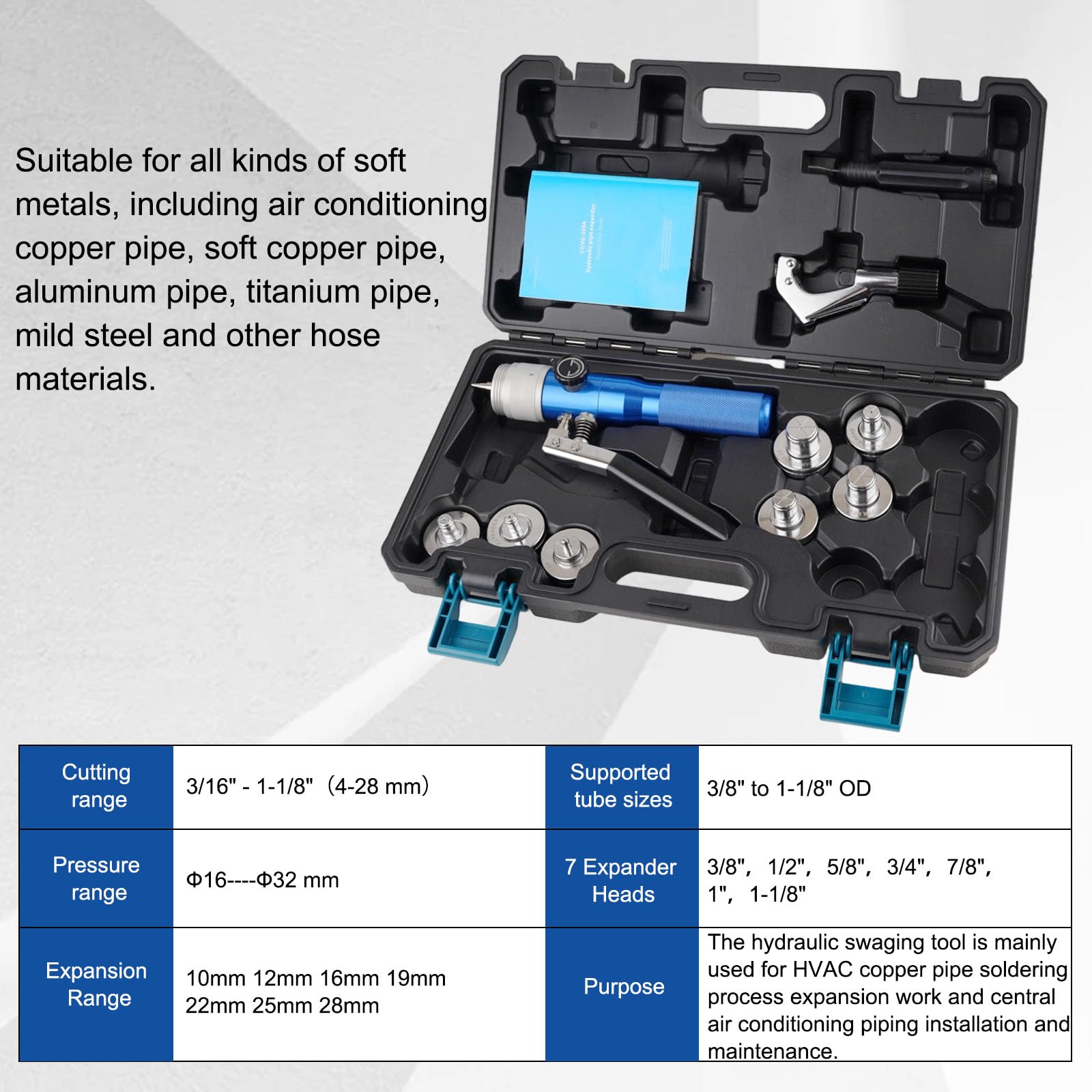 YINGKESI kit packaging shows seven heads and accessories for quick setup.
