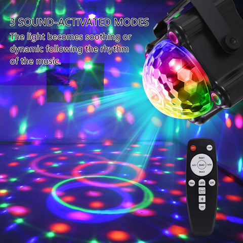 YINPKTEO DJ light remote control for easy color and mode changes.