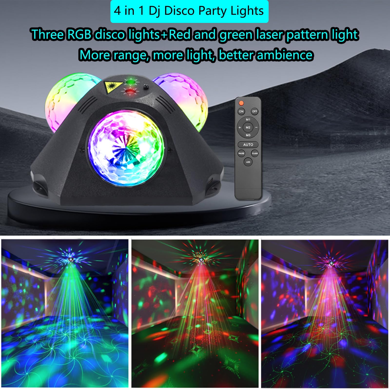 YINPKTEO RGB DJ light delivering dynamic color changes for home parties