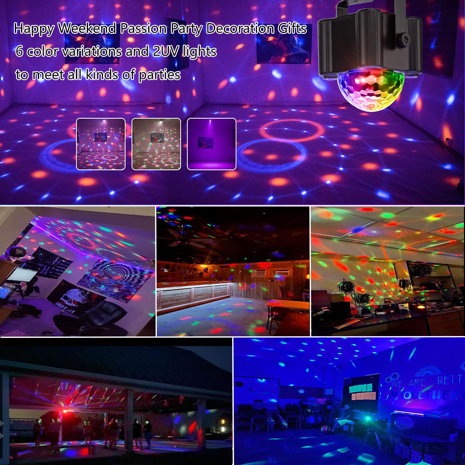 YINPKTEO disco ball light 7 modes with strobe and rotation.