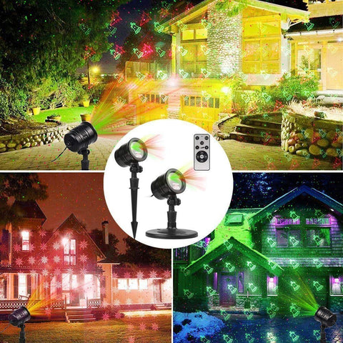 YINUO LIGHT red green star show casts on walls ceilings and lawns