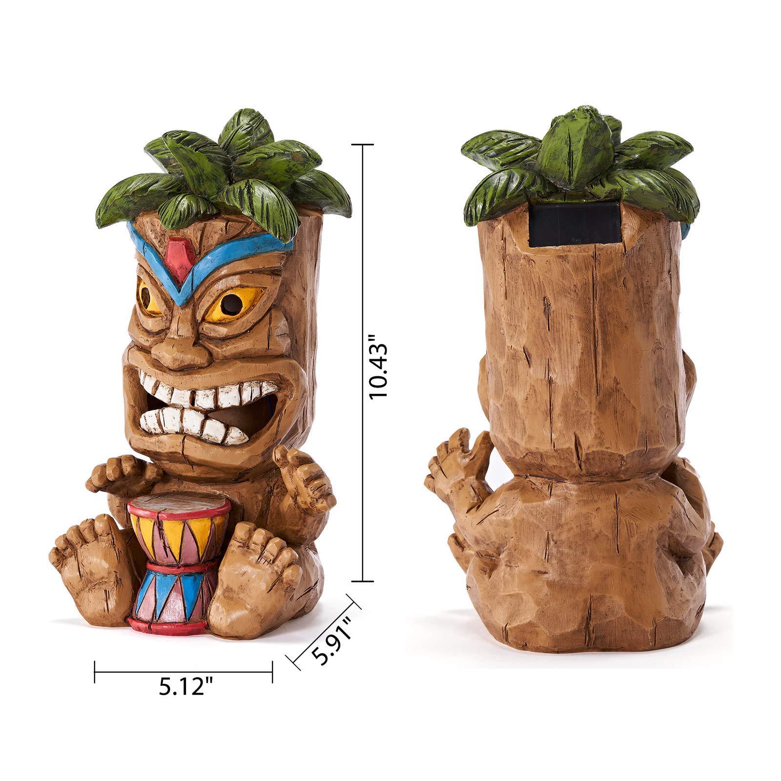 Yiosax garden tiki statue enhances flower beds with vibrant color