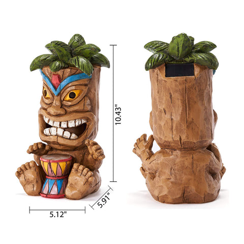 Yiosax garden tiki statue enhances flower beds with vibrant color