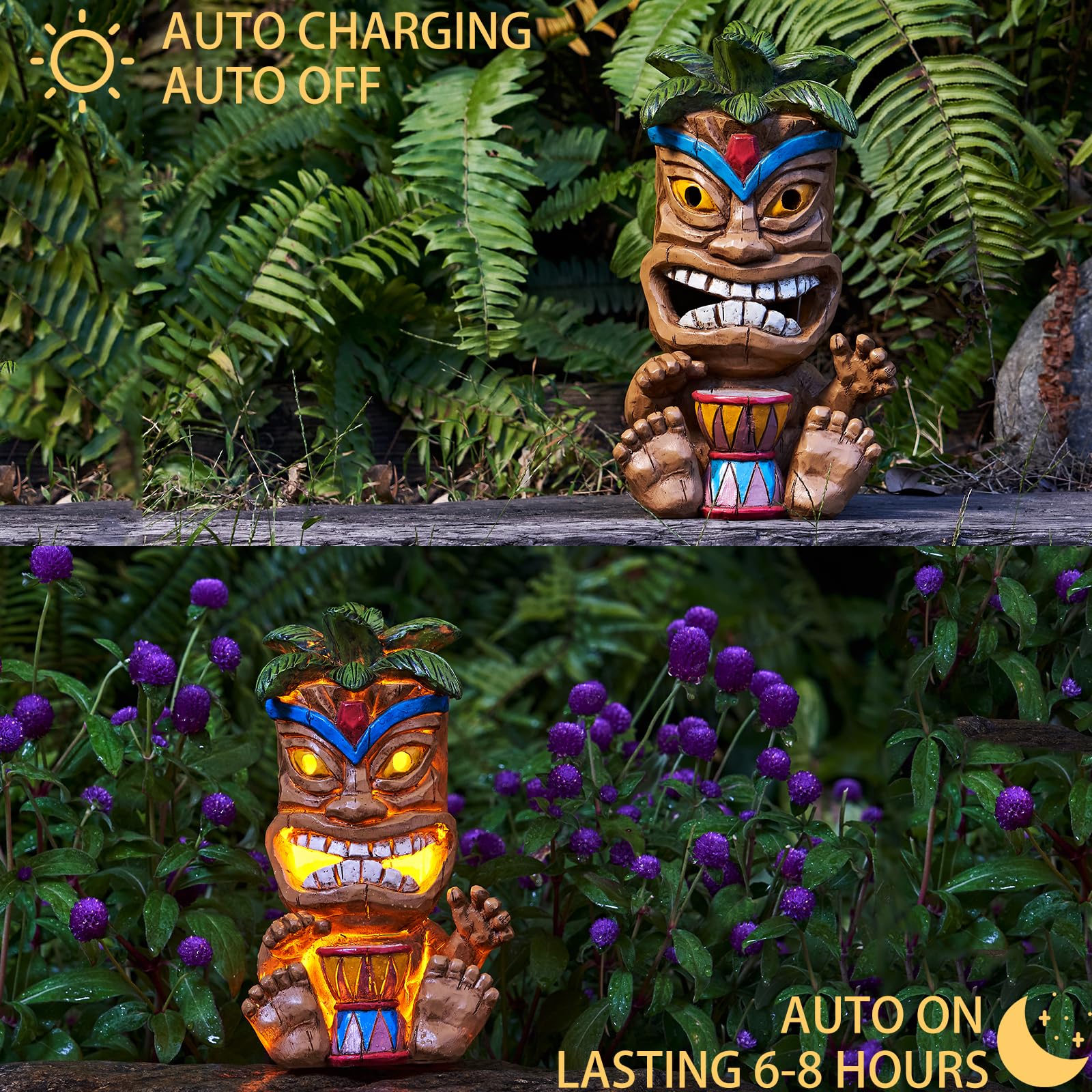 Yiosax patio tiki figurine welcomes guests along walkways