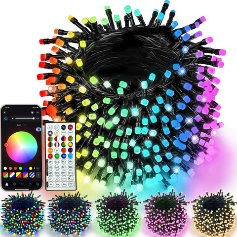 YIQU smart color-changing Christmas lights beads show vibrant multicolor options for festive decor