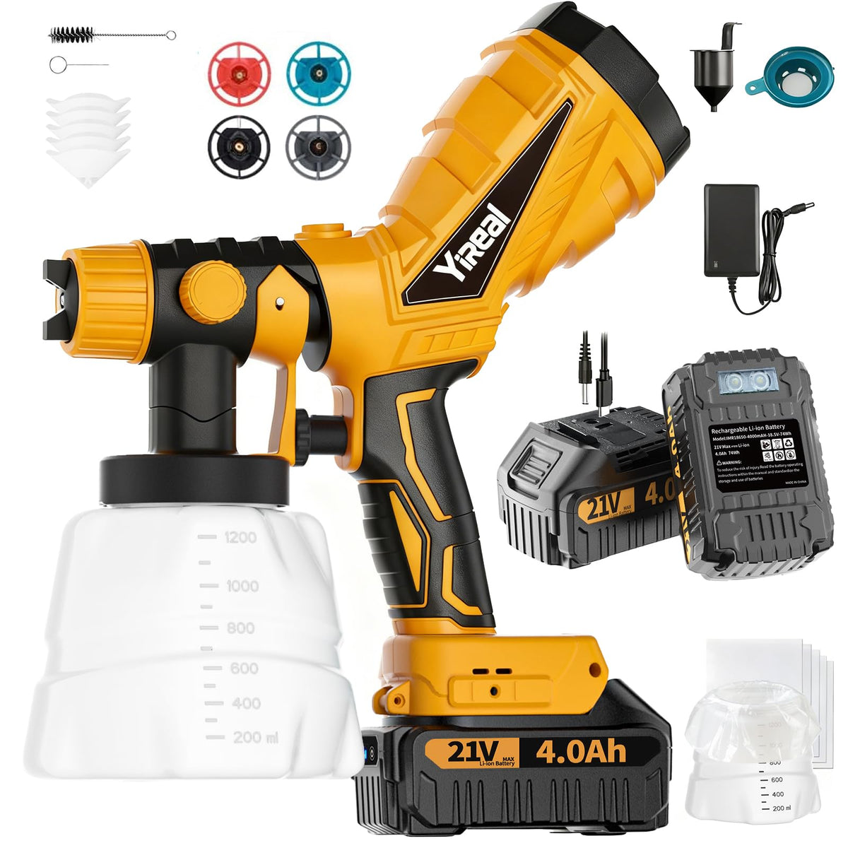YIREAL cordless paint sprayer with battery pack for portable painting