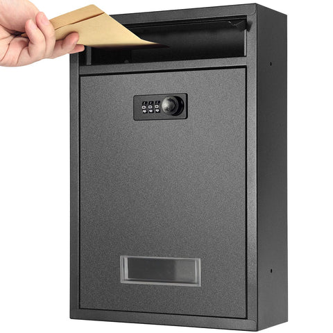 Yirwtof wall mount mailbox front view with secure code lock for outdoor use