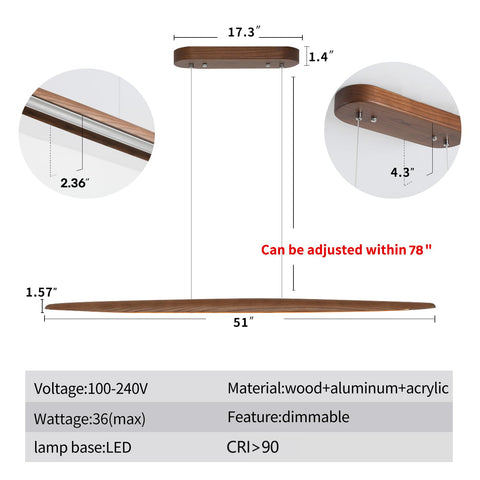 YISDESIGN wood pendant close-up highlighting premium walnut finish
