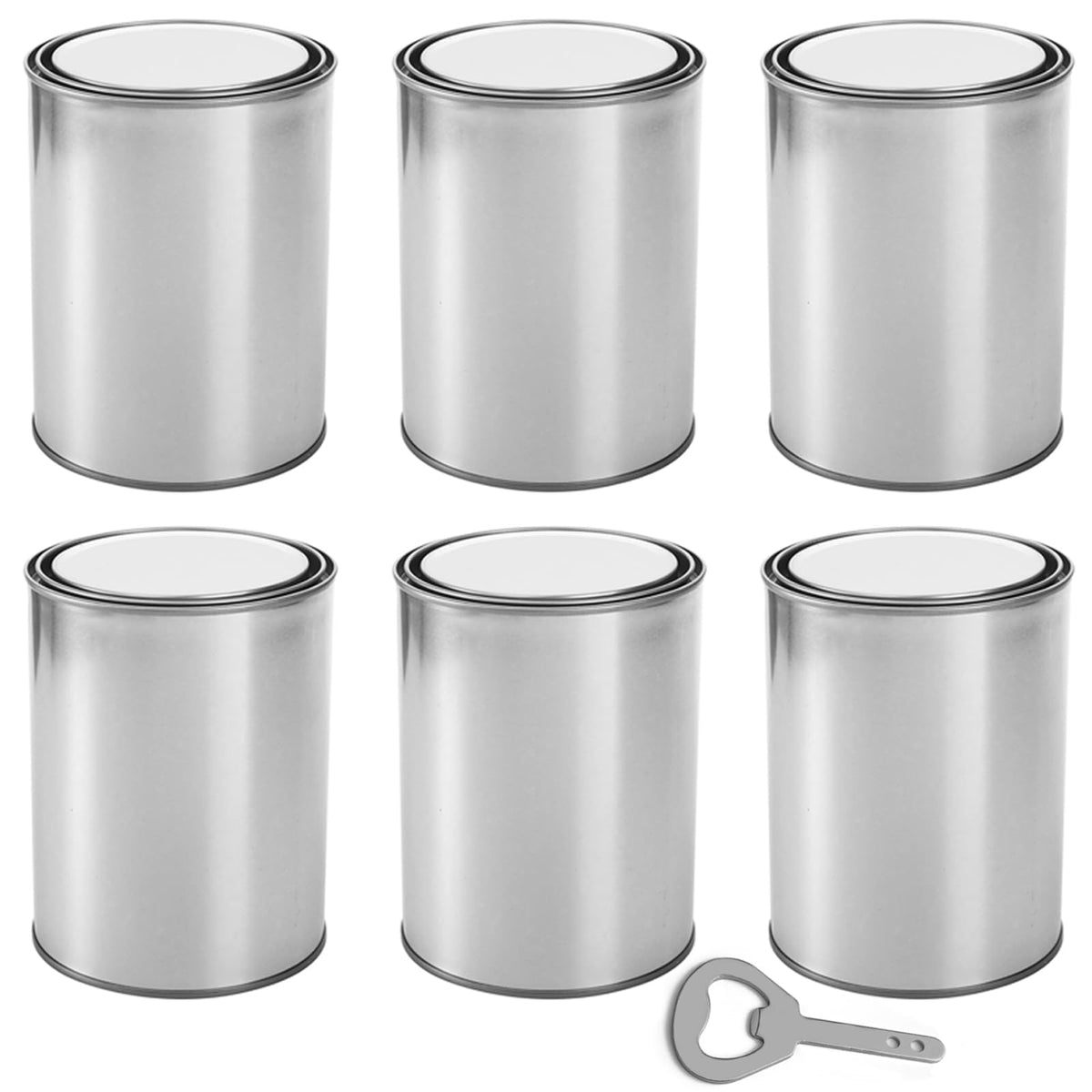 YISHELFS six-pack 1-quart paint can with lid for organized storage and sealing