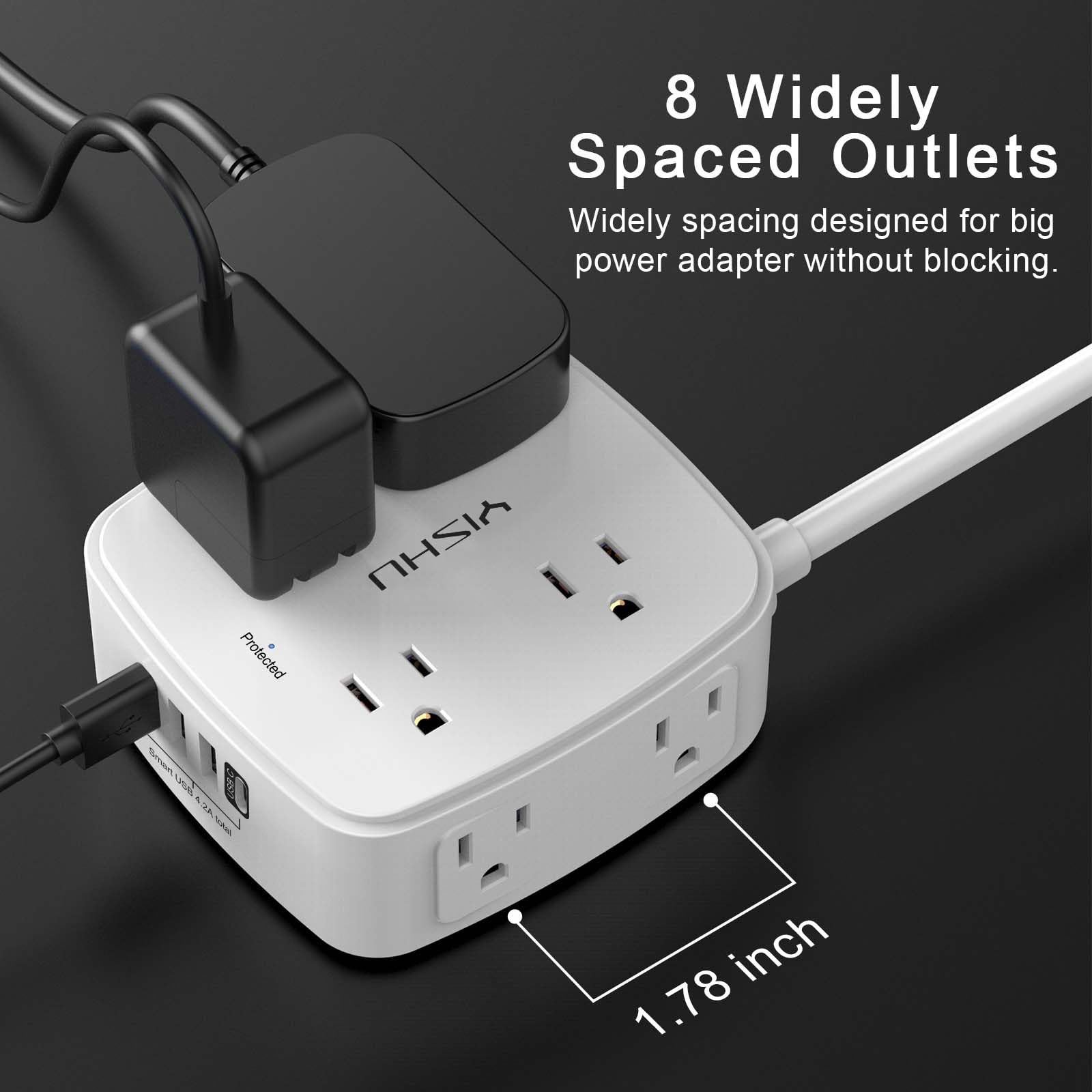 YISHU USB-C and USB-A ports provide fast charging for devices.