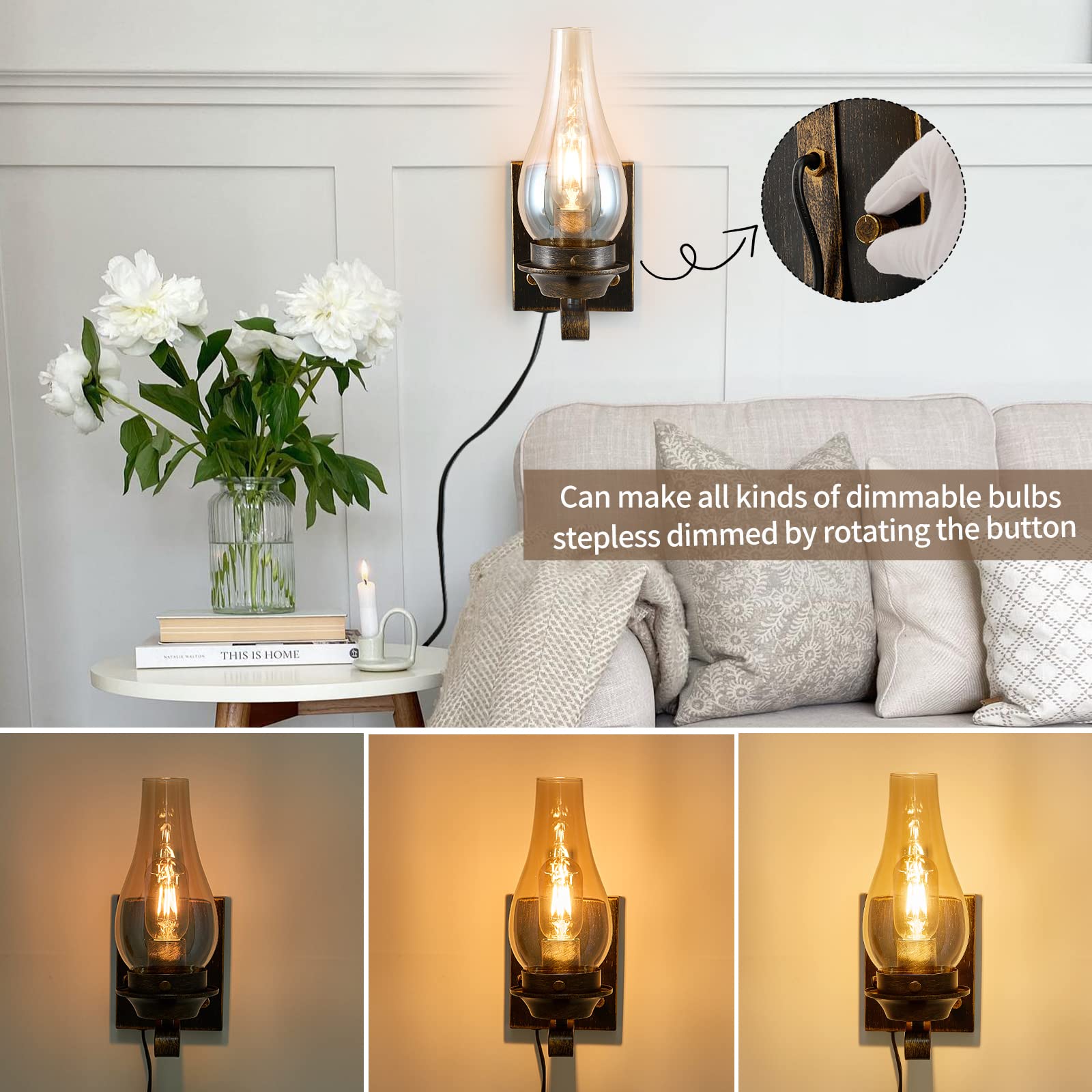 Yisuro 2-in-1 installation wall light adapts to hardwired or plug-in setups