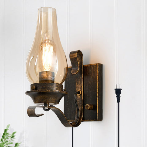 Yisuro amber glass wall sconce provides warm ambient lighting for living rooms