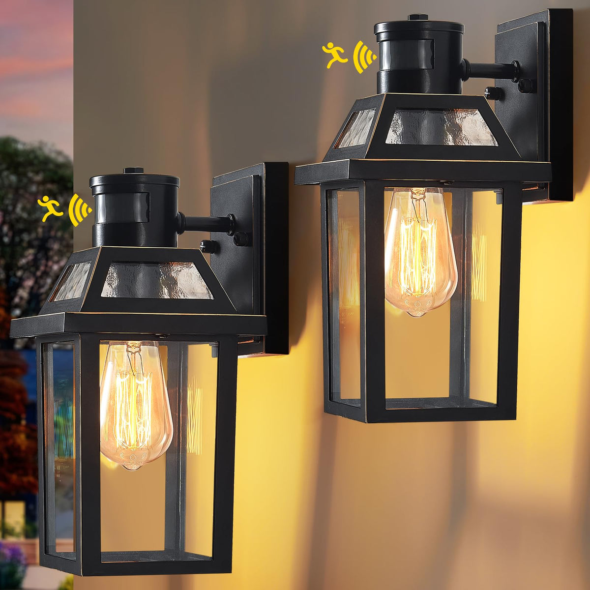 Yisuro motion sensor wall light alight at front door, enhancing security and curb appeal