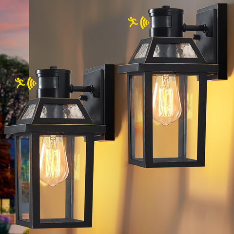 Yisuro motion sensor wall light alight at front door, enhancing security and curb appeal