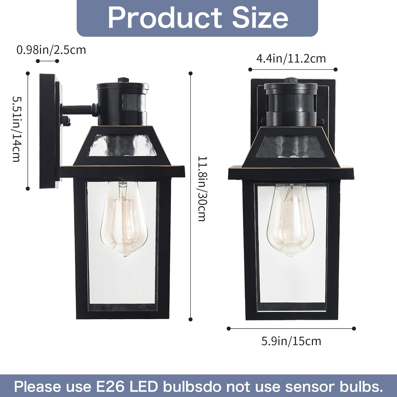 Yisuro tempered-glass porch light for clear, durable outdoor illumination