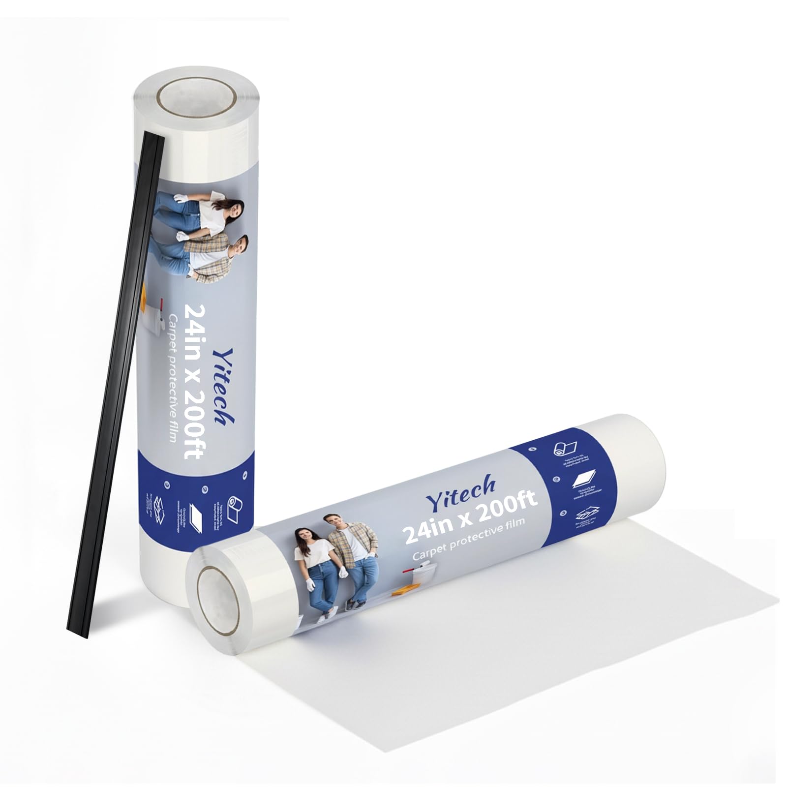 Yitech carpet protection film 24x200 roll covers large areas during moves