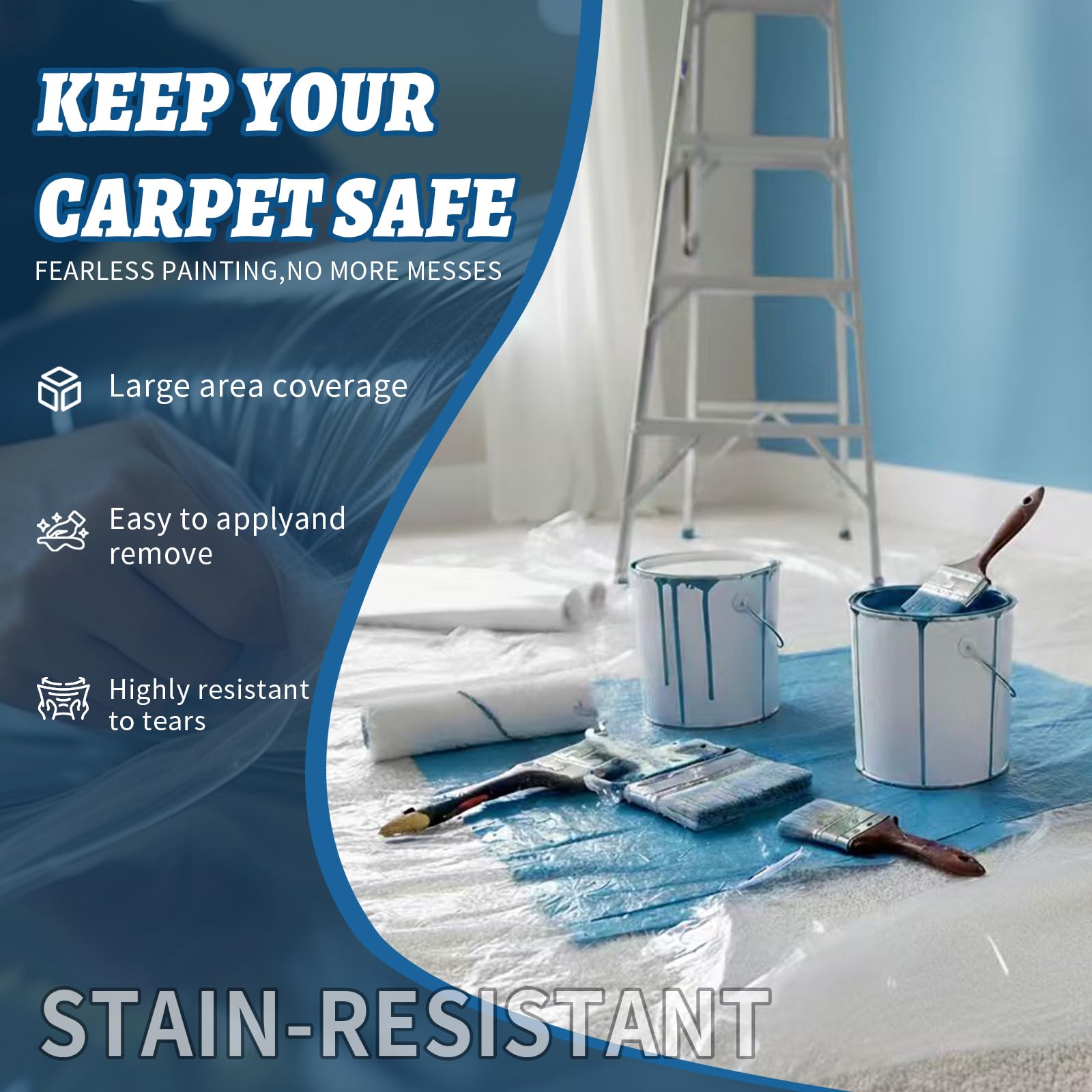 Yitech clear film guards against paint splatters and dirt during renovations