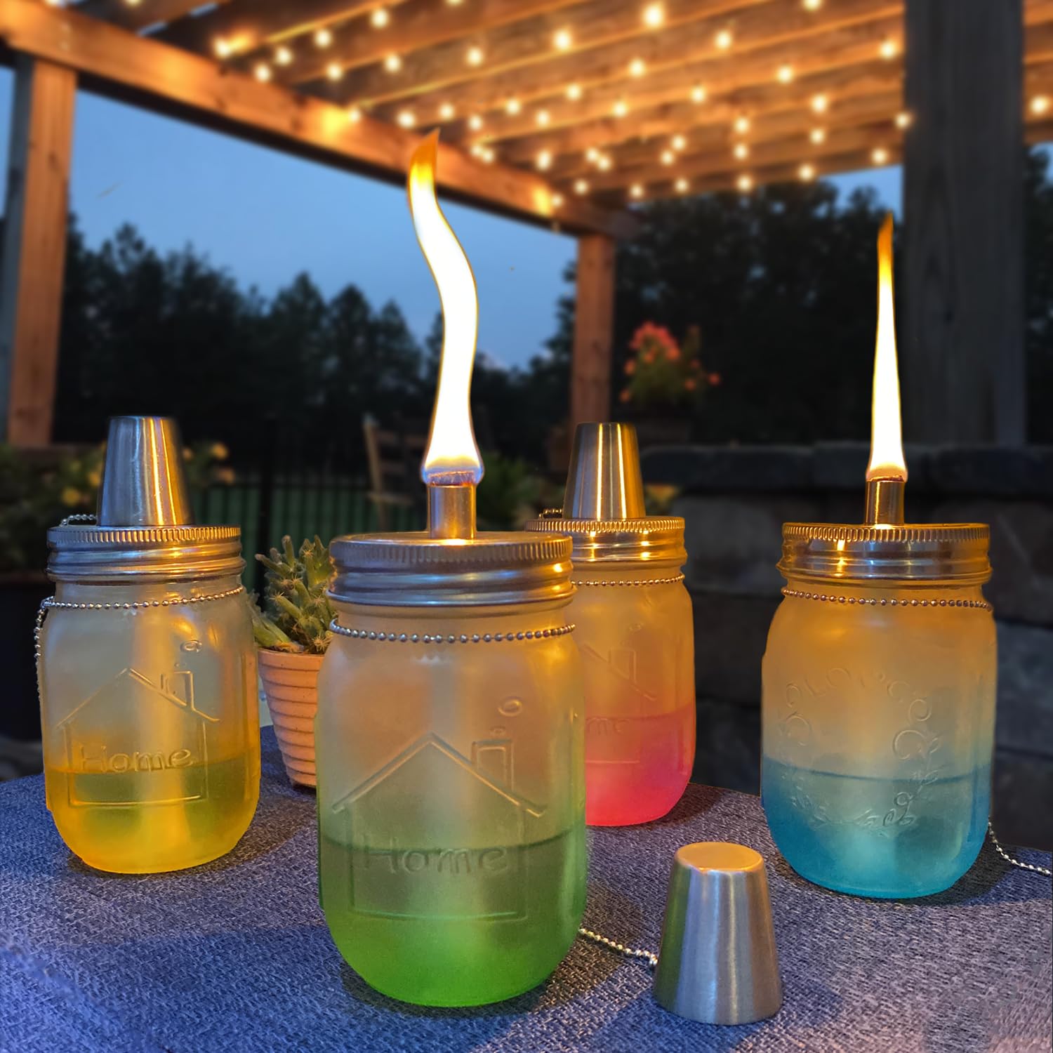 Yitee longlife fiberglass wicks enable a steady flame outdoors.