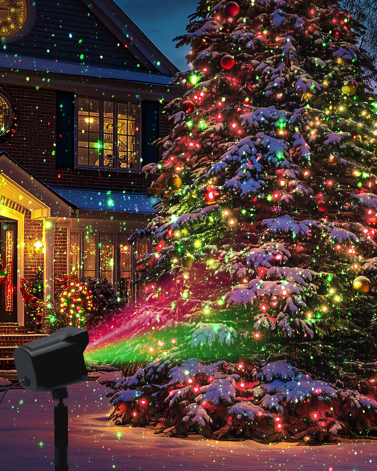 Yivsen outdoor laser light with IP65 rating withstands rain and snow year-round.