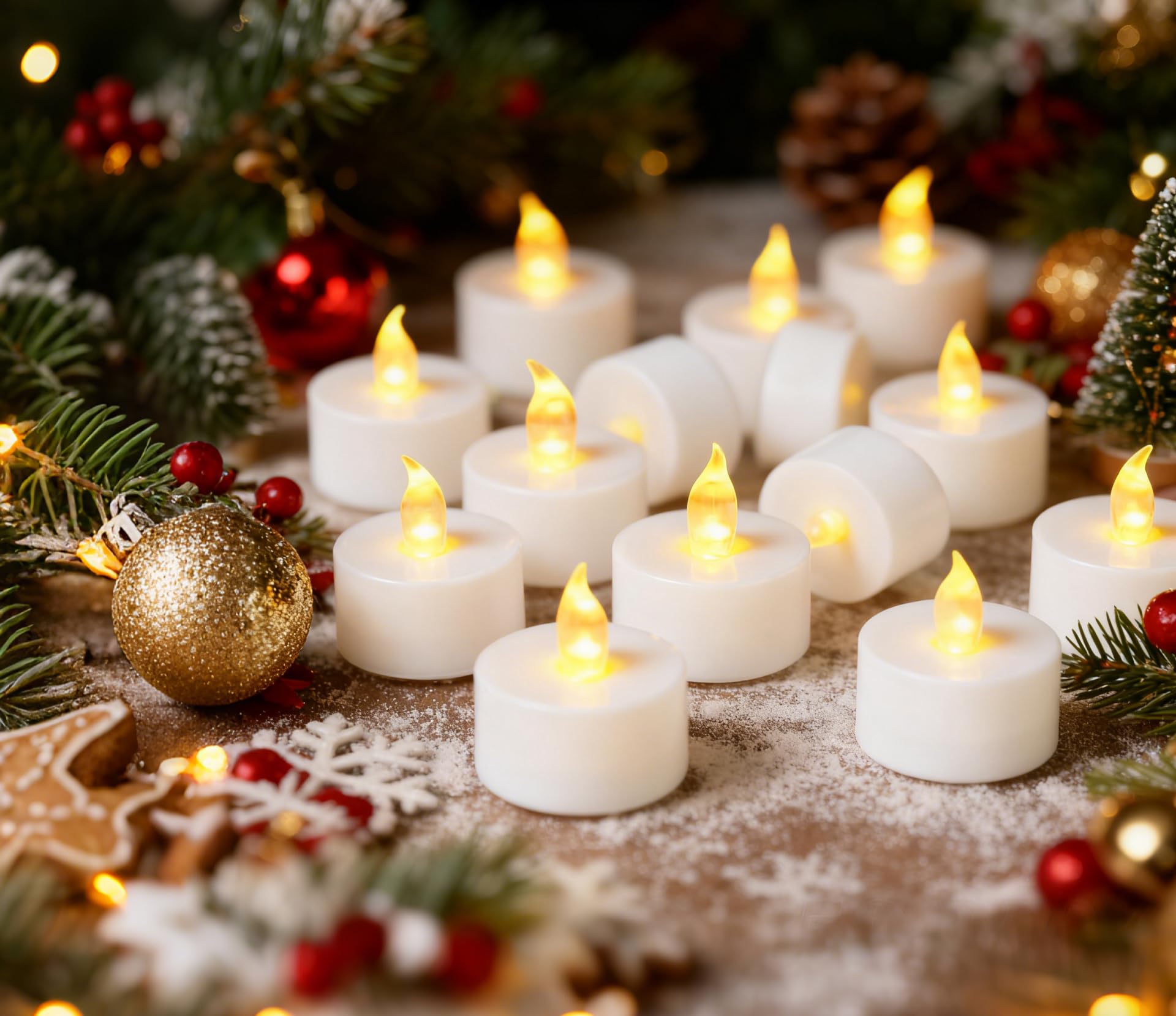 YIWER LED tea light flicker simulates real candlelight for romantic table displays