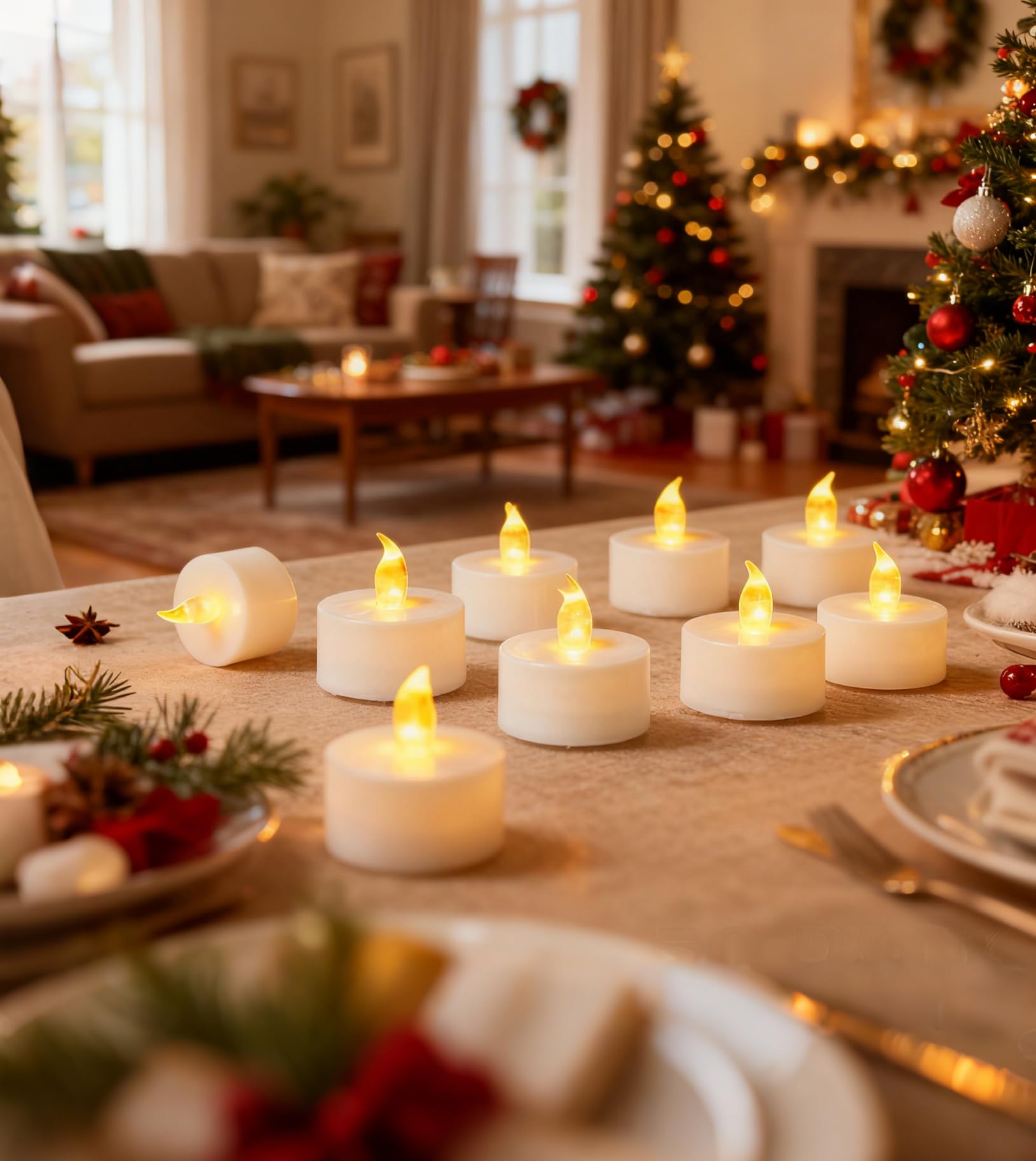 YIWER warm yellow glow flameless candles for indoor decor